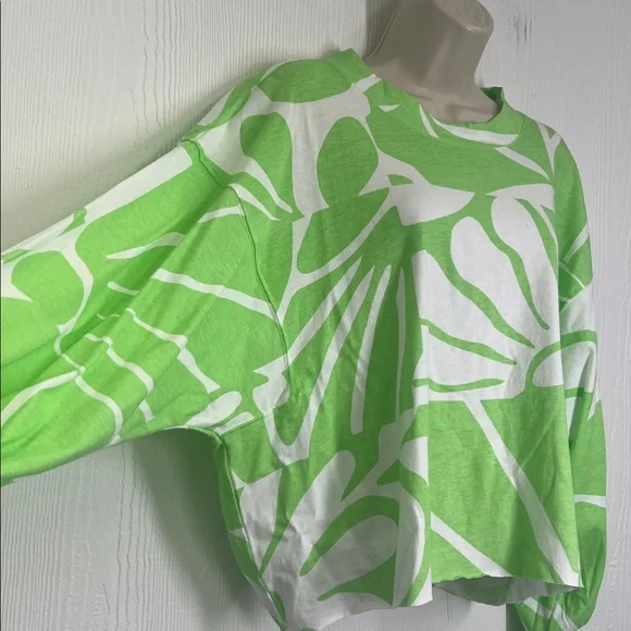 Free People - NWT Full Bloom Bright Neon Crewneck Long Sleeve Blouse Size Small - Picture 5 of 12